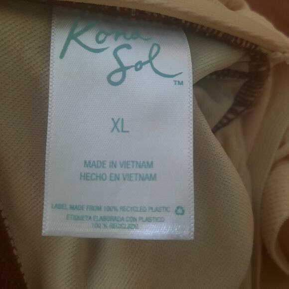 Kona Sol Womens Brown Asymmetrical Ring Swimsuit Rouched Sides Size XL - Picture 5 of 7